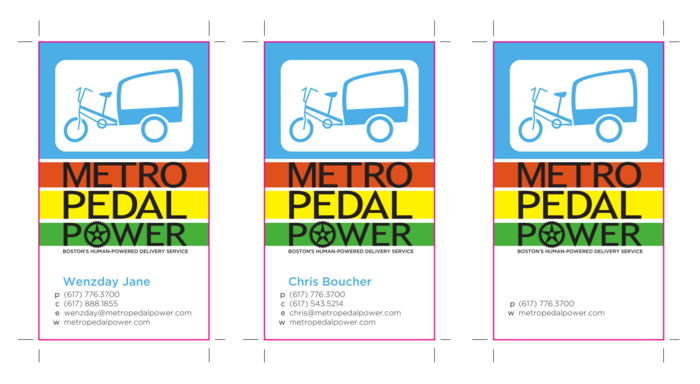 single version of business card with bright yellow gear at the bottom