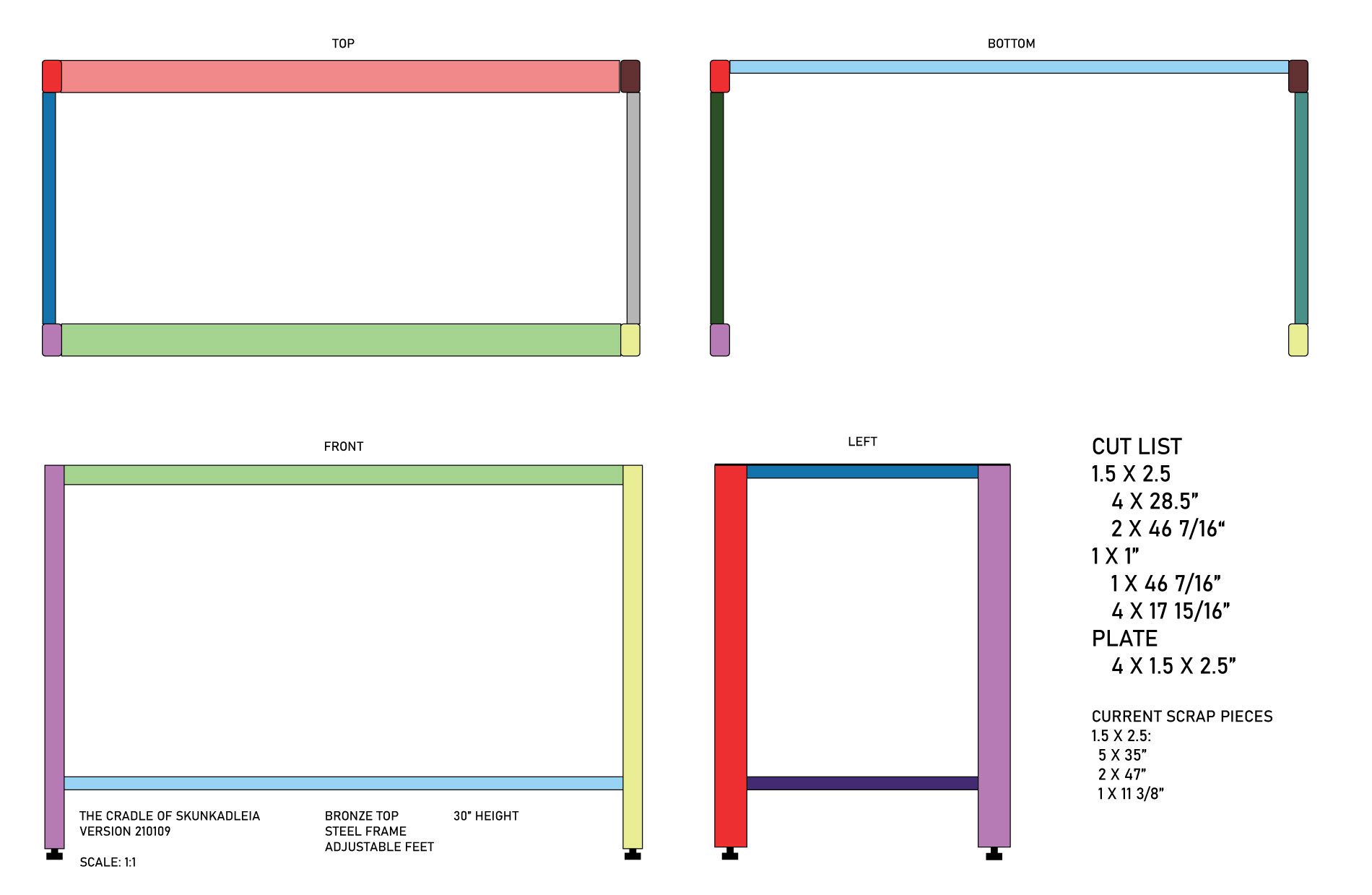 colorful blueprint for simple workbench
