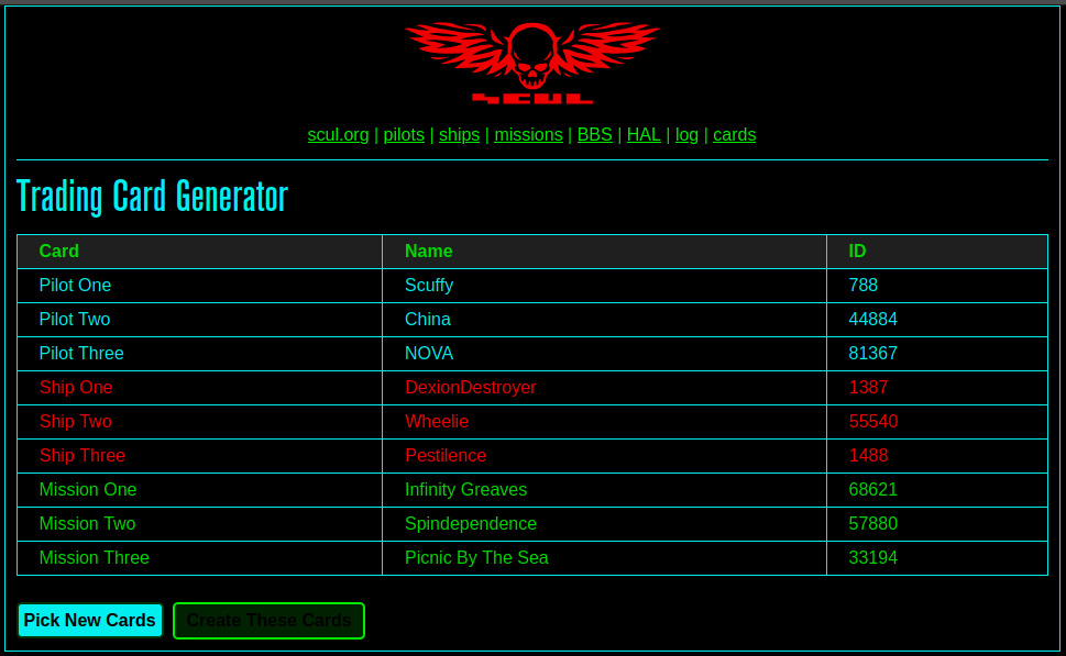 Trading cards generator web-page