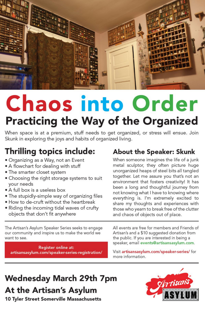 promotional poster for a talk about organization