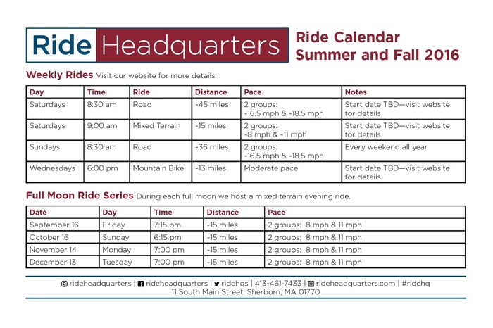 ride calendar