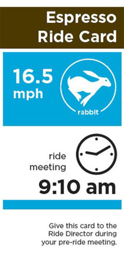 informative rider card showing speed, time of departure, and instructions