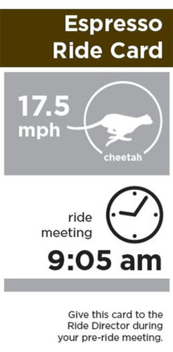 informative rider card showing speed, time of departure, and instructions