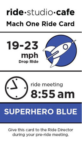 informative rider card showing speed, time of departure, and instructions