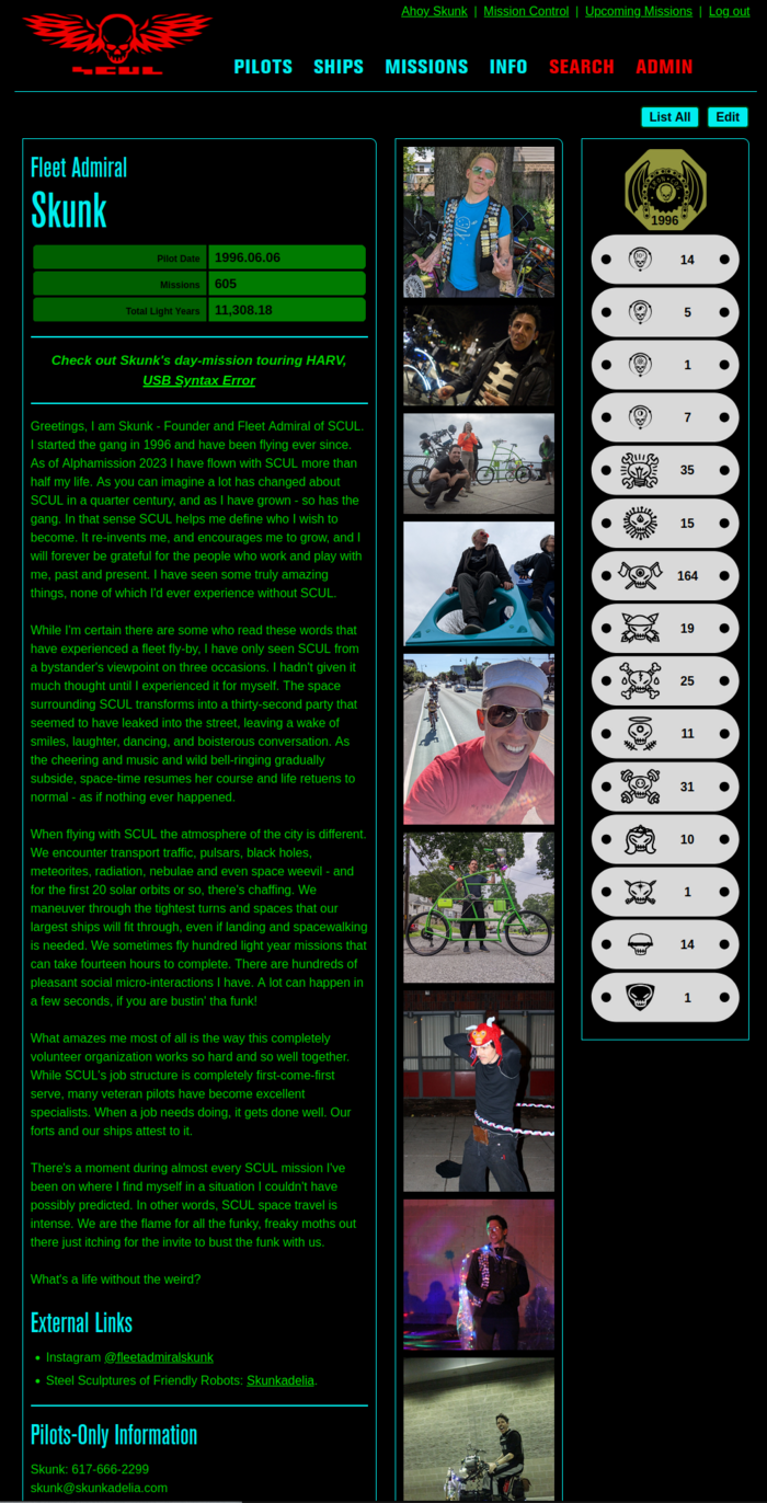 website screenshot of SCUL fleet admiral skunk page